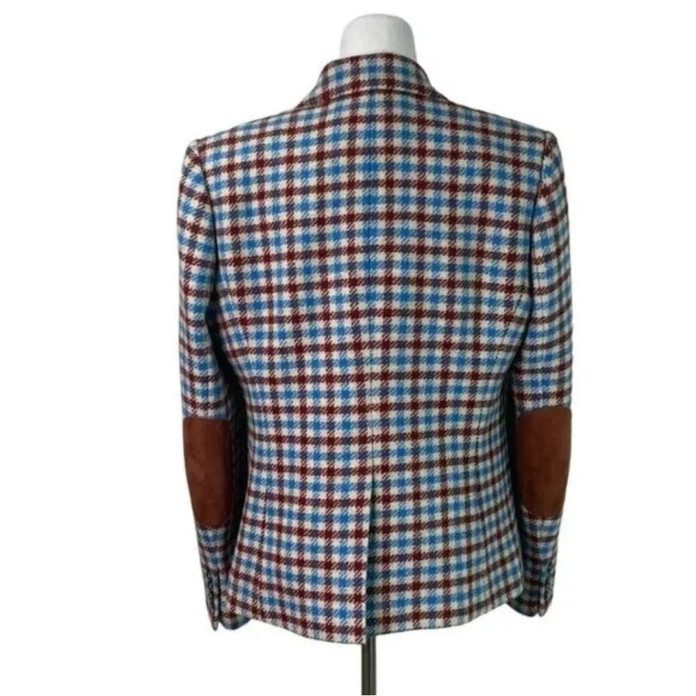 J.Crew plaid elbow patch Campbell blazer plaid houndstooth RARE - Picture 6 of 10